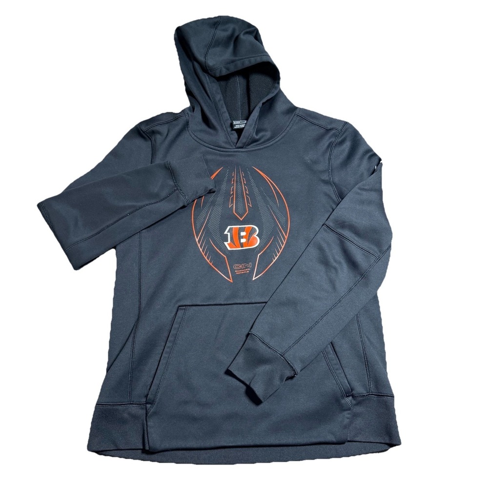 Nike Cincinnati Bengals Hoodie Youth Large 14/16 Black NFL Pullover Sweatshirt L - Picture 1 of 12
